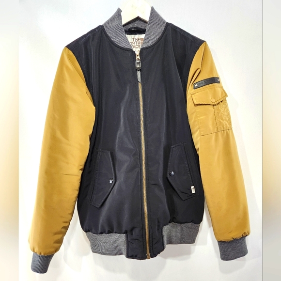 THE NORTH FACE Brown Label Asian Market Outerwear Black Gold Varsity Jacket sz S - Picture 1 of 14